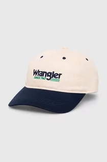 Czapki męskie - Wrangler czapka z daszkiem bawełniana kolor beżowy wzorzysta - grafika 1