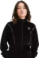 Bluzy damskie - Bluza damska czarna Puma Cropped Velour FZ 34 XS - miniaturka - grafika 1