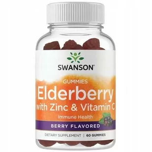 Swanson Elderberry Gummimes, Elderberry z witaminą C i cynkiem, 60 Gummies - Witaminy i minerały - miniaturka - grafika 1