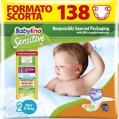 Pieluchy - Babylino Sensitive Pieluchy Niemowlęta Rozmiar 2, Mini (3-6kg), 138 Jednostk - miniaturka - grafika 1
