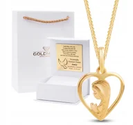 Biżuteria dla dzieci - PIĘKNY ZŁOTY KOMPLET Z MEDALIKIEM SERCE NA CHRZEST, KOMUNIA ŚWIĘTA 14KT 585 - miniaturka - grafika 1