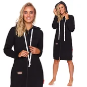 Bielizna nocna - Szlafrok damski z kapturem DOCTOR NAP 4136 black S - miniaturka - grafika 1