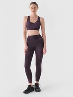 Spodnie sportowe damskie - Damskie legginsy treningowe 4F 4FWAW24TFTIF285 - fioletowe - miniaturka - grafika 1