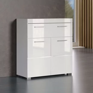 Trendteam Amanda szafka łazienkowa, 73 x 79 x 31 cm, biała, wysoki połysk, z szufladą; łatwa w utrzymaniu w czystości 1393-805-01 - Szafki łazienkowe - miniaturka - grafika 1