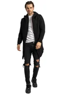 Swetry męskie - Kardigan asymetryczny UNDERWORLD z kapturem czarny - miniaturka - grafika 1