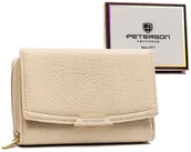 Portfele - Portfel damski ze skóry ekologicznej z ochroną kart RFID Peterson, beżowy - miniaturka - grafika 1
