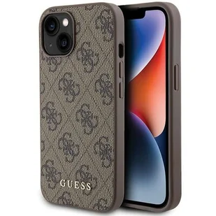 Guess GUHCP15SG4GFBR iPhone 15 6.1" brązowy/brown hard case 4G Metal Gold Logo - Etui i futerały do telefonów - miniaturka - grafika 1