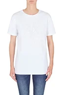 Koszulki i topy damskie - Armani Exchange Damska koszulka, zwijana, z logo, biała, bardzo duża, biały, XXL - miniaturka - grafika 1
