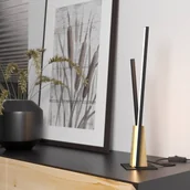 Lampy stojące - Lampa stołowa LED Panagria, czarna detale z drewna - miniaturka - grafika 1