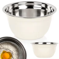 Miski i półmiski - MISKA KUCHENNA METALOWA STALOWA BIAŁA MISECZKA MAŁA 14.5CM 700ML VILDE 259706 - miniaturka - grafika 1