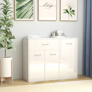 vidaXL Szafka na wysoki połysk biała 88 x 30 x 70 cm płyta wiórowa 800681 - Komody - miniaturka - grafika 1