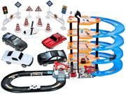 Kolejki i akcesoria - Lt40 Parking 4 Piętrowy Tor Samochodowy Garaż Zjeżdżalnia 5 Pojazdów - miniaturka - grafika 1