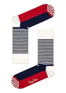 Skarpetki męskie - Happy Socks Half Stripe, kolorowe i zabawne, Skarpety dla kobiet i mężczyzn, Czerwony-Biały (41-46) - miniaturka - grafika 1