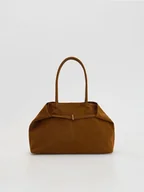 Torebki damskie - Reserved - Torebka shopper z imitacji zamszu - brązowy - miniaturka - grafika 1