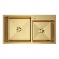 Zlewozmywaki - Zlewozmywak złoty stalowy jednokomorowy 78X43 cm - miniaturka - grafika 1