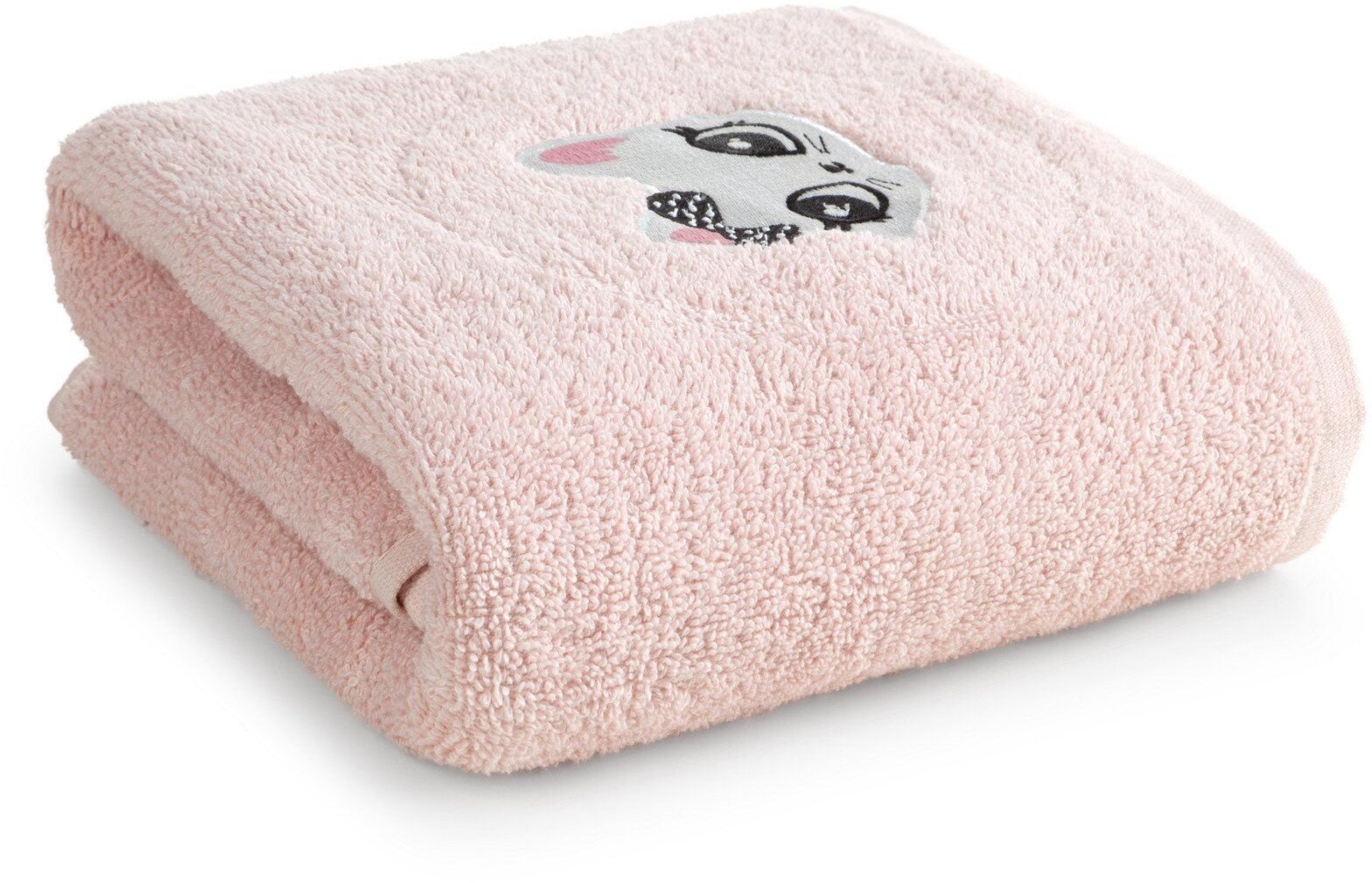 Ręcznik dziecięcy Baby72 70140cm różowy z aplikacją kota