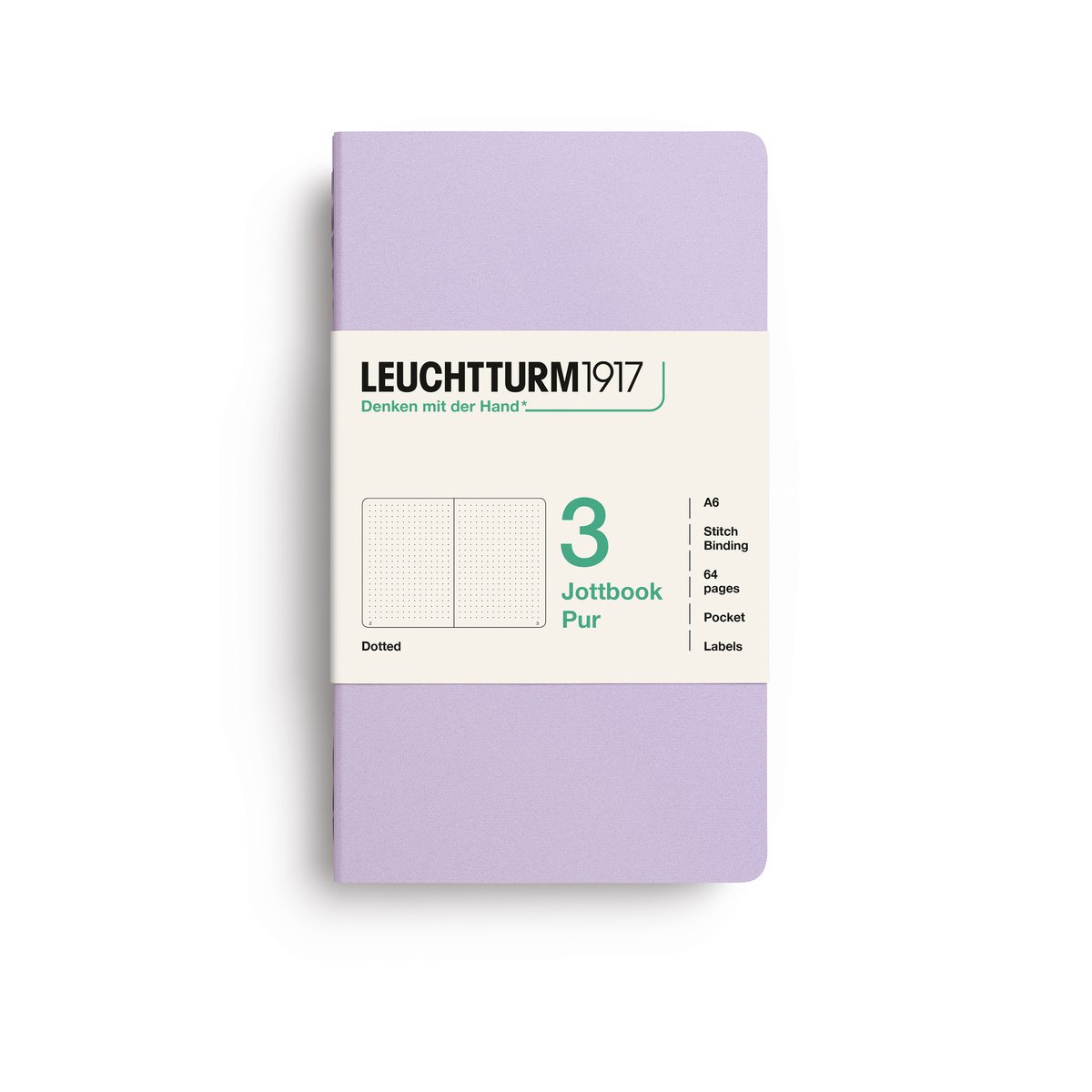 Zestaw 3 zeszytów Leuchtturm1917 Jottbook A6, kropki, Lilac
