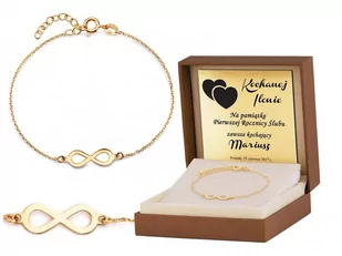 Murrano Srebrna Bransoletka Złocona 925 Nieskończoność Grawer YB-044 - Bransoletki - miniaturka - grafika 1