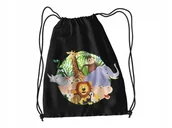 Worki na buty - WOREK DO SZKOŁY WF/BUTY ZWIERZĘTA ZOO + IMIĘ - miniaturka - grafika 1