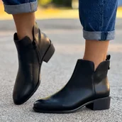 Botki damskie - Czarne ze skóry eko botki damskie Sergio Leone Bt606 - miniaturka - grafika 1