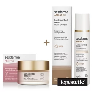 Sesderma Reti Age Cream Anti Aging + Azelac RU Luminous Fluid Cream ZESTAW Krem przeciwzmarszczkowy 50 ml + Emulsja rozświetlająca SPF 50 50 ml - Zestawy kosmetyków damskich - miniaturka - grafika 1