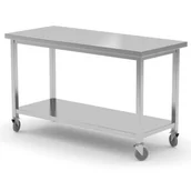 Stoły gastronomiczne - Stół blat roboczy jezdny gastronomiczny z półką skręcany nierdzewny 120x60x85 cm - Hendi 815793 - miniaturka - grafika 1