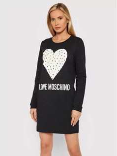 Sukienki - Love Moschino Sukienka dzianinowa W584719E 2288 Czarny Regular Fit - grafika 1