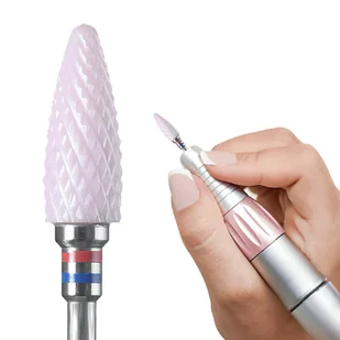 Frez ceramiczny różowy TIRCH CYLINDER XC - delikatny (czerwono/niebieski) - Frezarki do paznokci - miniaturka - grafika 1