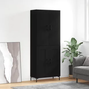 vidaXL Witrynka, czarna, 69,5x34x180 cm, materiał drewnopochodny - Witryny - miniaturka - grafika 1