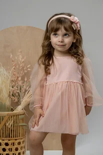 Elegancka sukienka ASMA organic róż - Sukienki i spódniczki dla dziewczynek - miniaturka - grafika 1