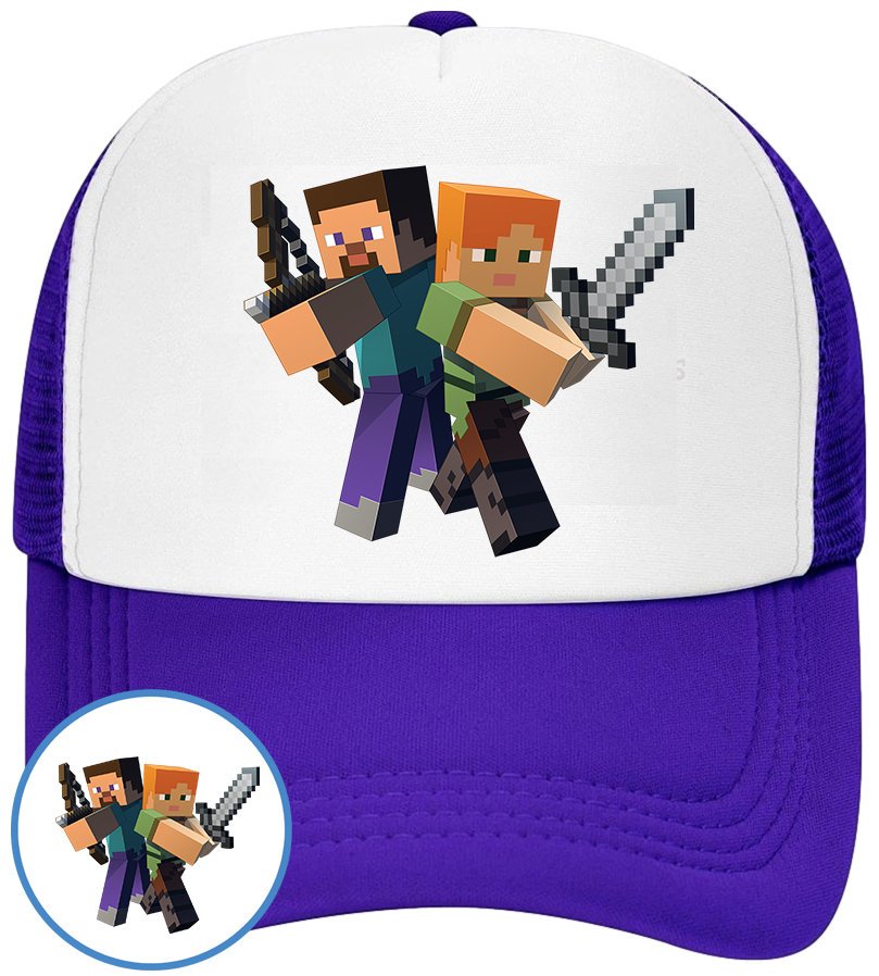 CZAPKA Z DASZKIEM MINECRAFT DLA DZIECI NA LATO NIEBIESKA BEJSBOLÓWKA