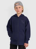 Bluzy dla chłopców - 4F Bluza dresowa rozpinana z kapturem chłopięca - granatowa 122 (6-7 lat) - miniaturka - grafika 1