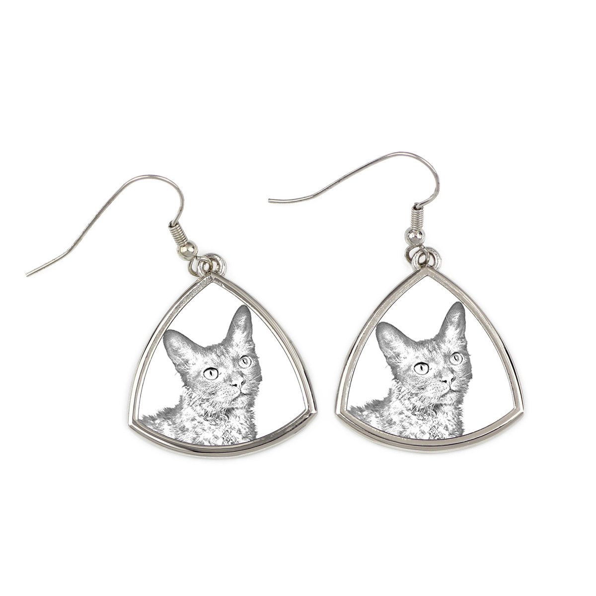 Laperm - kolczyki z kotem, wiszące kolczyki ze zdjęciem, personalizowana biżuteria z nadrukiem marki Art-Dog