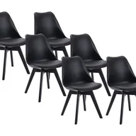 Krzesła - Zestaw 6 krzeseł JODY – polipropylen i drewno bukowe – kolor czarny z czarnymi nogami - miniaturka - grafika 1