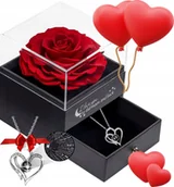Sztuczne kwiaty - Wieczna Róża w Szkle LED Naszyjnikiem Prezent Walentynki Dziewczyny Kwiaty - miniaturka - grafika 1