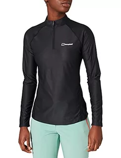 Koszulki i topy damskie - Berghaus Damska koszulka z długim rękawem 24/7, zapinana na zamek błyskawiczny Through Base Layer Top, Jet Black, 8 - grafika 1