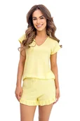 Piżamy damskie - Wiskozowa piżama Iza krótka żółta XL - miniaturka - grafika 1