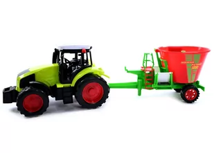 TRAKTOR Z PASZOWOZEM MASZYNA ROLNICZA ZIELONY CIĄGNIK WÓZ PASZOWY - Samochody i pojazdy dla dzieci - miniaturka - grafika 1