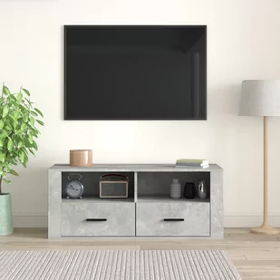 Szafka pod TV, szarość betonu, 100x35x40 cm - Szafki RTV - miniaturka - grafika 4
