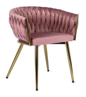 Fotele - Różowe krzesło fotelowe welurowe glamour T9-W48 - miniaturka - grafika 1