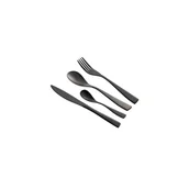 Zestawy sztućców - Zestaw sztućców 24 elementy dla 6 osób wielofunkcyjna wkładka ze stali nierdzewnej do domu nóż widelec łyżka kuchnia restauracja metaliczna czerń - miniaturka - grafika 1