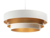 Lampy stojące - Biało-złota okrągła lampa wisząca welurowa - S442 M7-R94 - miniaturka - grafika 1