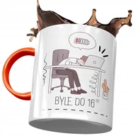 Kubki - Kubek Pomarańczowy Śmieszny Byle Do 16:00 z Nadrukiem ze Zdjęciem + Opakowanie na prezent (wzór 01) - miniaturka - grafika 1