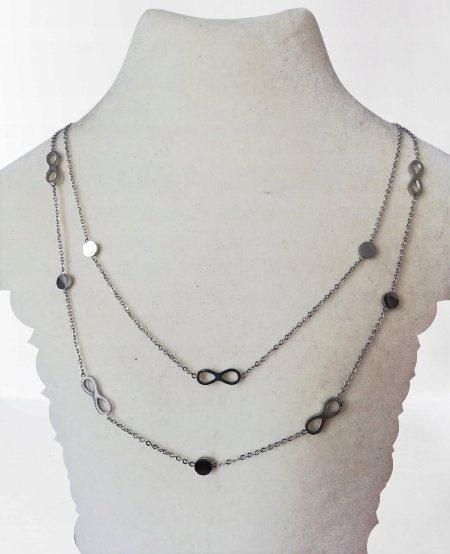 podwójna celebrytka nieskończoność i kolczyki STAL