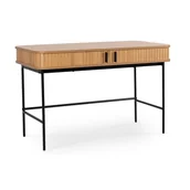 Biurka - MEBEL ELITE Biurko Komputerowe Drewniane Industrialne Loftowe Toaletka Dąb Złoty TRISH - miniaturka - grafika 1