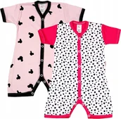 Pajacyki dla niemowląt - PAJAC KR rampers 2PAK Myszka RÓŻ Serd 80 KLEKLE - miniaturka - grafika 1