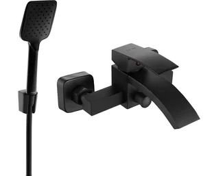 Mexen Libra R62 bateria wannowa z zestawem prysznicowym, czarna - 74513R62-70 - Zestawy baterii łazienkowych - miniaturka - grafika 1