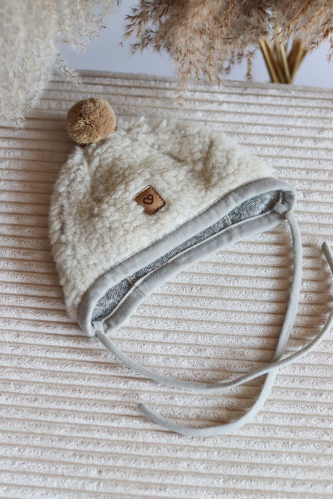 Zaffiro - Czapeczka Tulip 100% wełna - Baranek S (0-6m) Brown-U