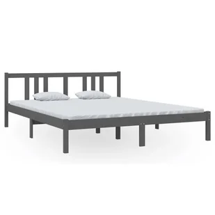 Podwójne szare łóżko z drewna 160x200 cm R6-B04 - Łóżka - miniaturka - grafika 1