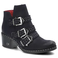 Botki damskie - Granatowe Botki Carinii Damskie Stylowe Buty - miniaturka - grafika 1